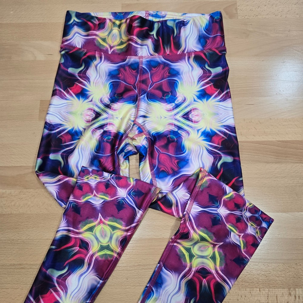 Terez Leggings Women's Small Abstract Purple Blue Athletic Yoga Activewear
